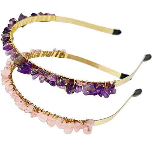 FZBHRO Rosenquarz-Stirnband, Amethyst, Haarschmuck, Kristall, Meerjungfrauen-Tiara, Prinzessinnen-Haarband für Mädchen, 2 FZBHRO Rosenquarz-Stirnband, Amethyst, Haarschmuck, Kristall, Meerjungfrauen-Tiara, Prinzessinnen-Haarband für Mädchen, 2 von FZBHRO