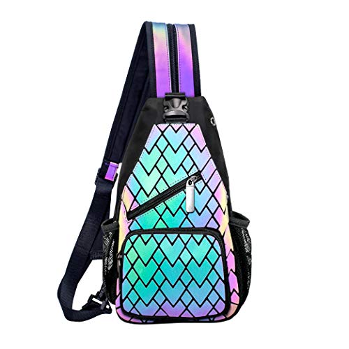 FZChenrry Geometrischer Rucksack Damen Leuchtend Holographic Taschen Lumikay Geldbörse und Handtasche Farbwechse Daypack Taschen (19011-03) von FZChenrry