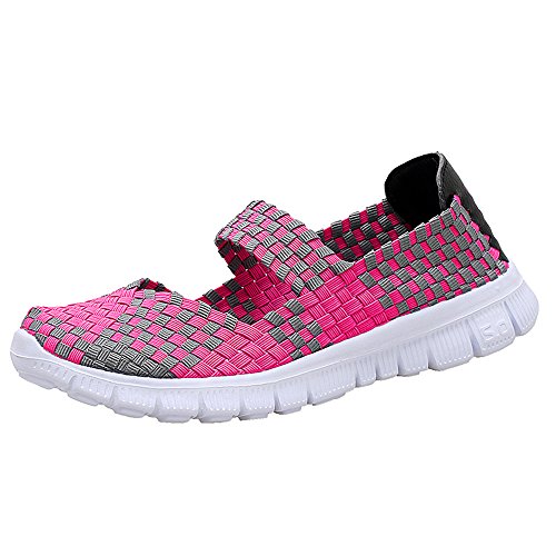 FZDX Damen Schuhe Handgemachte Elastische Gewebte Slip-on Leichte Atmungsaktive Mode Gehen Turnschuhe von FZDX