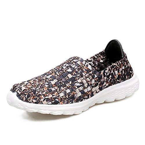 FZDX Damen Schuhe Handgemachte Elastische Gewebte Slip-on Leichte Atmungsaktive Mode Outdoor Walking Schuhe von FZDX