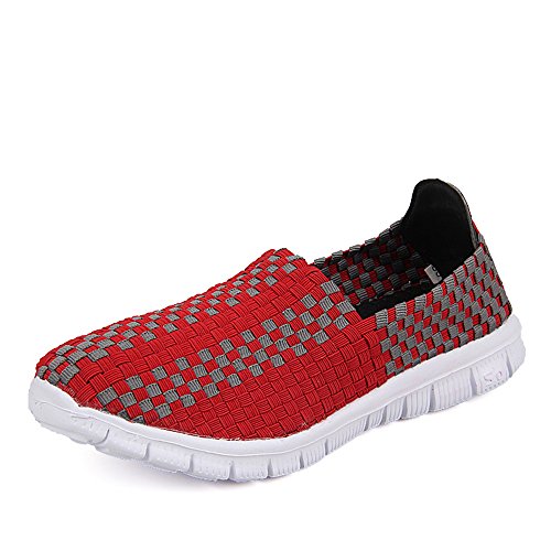FZDX Damen Schuhe Handgemachte Elastische Gewebte Slip-on Leichte Atmungsaktive Mode Outdoor Walking Schuhe von FZDX