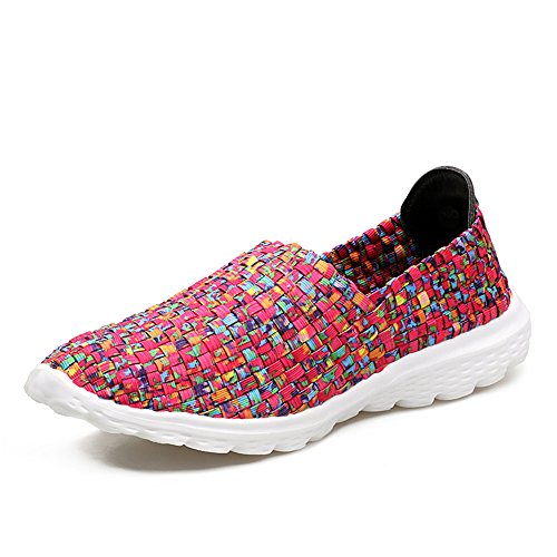 FZDX Damen Schuhe Handgemachte Elastische Gewebte Slip-on Leichte Atmungsaktive Mode Outdoor Walking Schuhe von FZDX