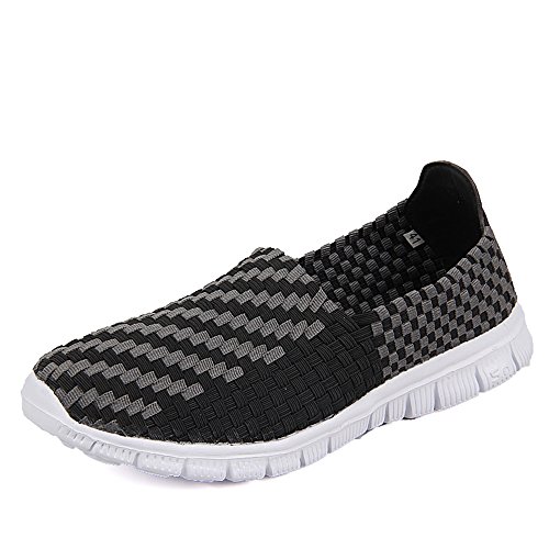 FZDX Herren Schuhe handgemachte elastische Gewebte Slip-on leichte atmungsaktive Mode Outdoor Wanderschuhe von FZDX