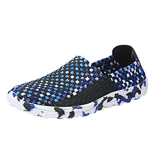FZDX Herren Schuhe handgemachte elastische gewebte Slip-on leichte atmungsaktive Mode Outdoor Wanderschuhe von FZDX