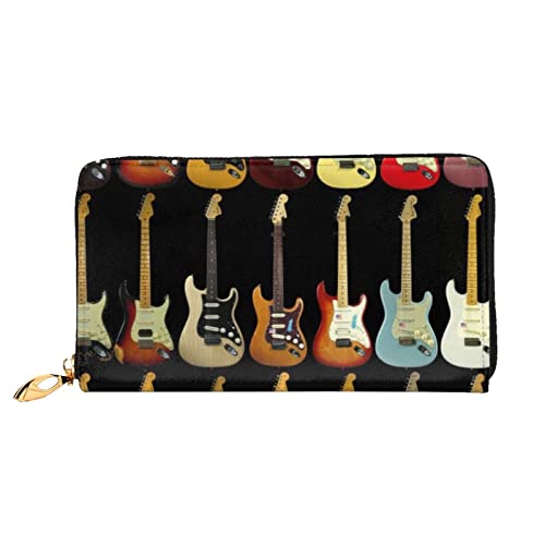 FZGGWYHL Art Guitar Pattern Printed Leather Wallet Portable Travel Organizer Neutral Clutch Bag von FZGGWYHL