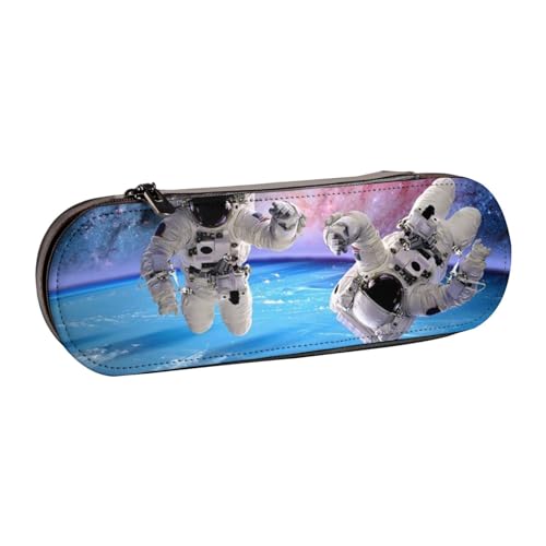 FZGGWYHL Astronauta Planet bedrucktes Leder-Federmäppchen, tragbare Schreibwaren-Tasche, Aufbewahrungstasche von FZGGWYHL