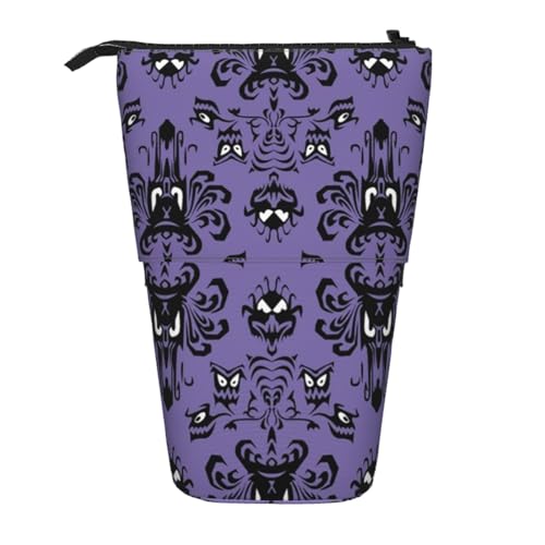 FZGGWYHL Aufbewahrungstasche mit Horror-Muster auf violettem Hintergrund, bedruckt, Teleskop, tragbare Schreibwaren-Tasche von FZGGWYHL