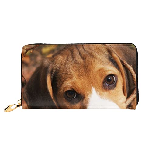 FZGGWYHL Cute Beagle Printed Leather Wallet Portable Travel Organizer Neutral Clutch Bag von FZGGWYHL
