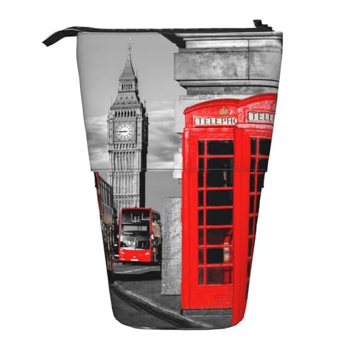 FZGGWYHL England UK Retro London Telefon bedruckter Bleistift Teleskopständer erweiterbar Federmäppchen von FZGGWYHL