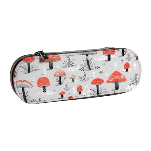 FZGGWYHL Federmäppchen aus Leder mit Cartoon-Pilz-Motiv, tragbare Schreibwaren-Tasche, Aufbewahrungstasche von FZGGWYHL