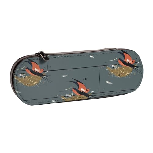 FZGGWYHL Federmäppchen aus Leder mit Scheunenschwalbenmotiv, mit Graphitdruck, tragbare Schreibwaren-Tasche, Aufbewahrungstasche von FZGGWYHL