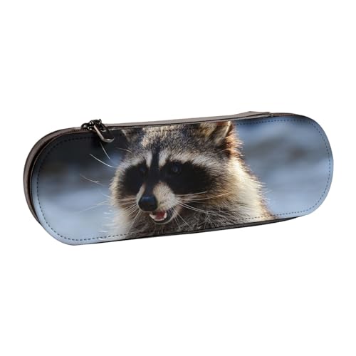FZGGWYHL Federmäppchen aus Leder mit Waschbär-Motiv, tragbare Schreibwaren-Tasche, Aufbewahrungstasche von FZGGWYHL