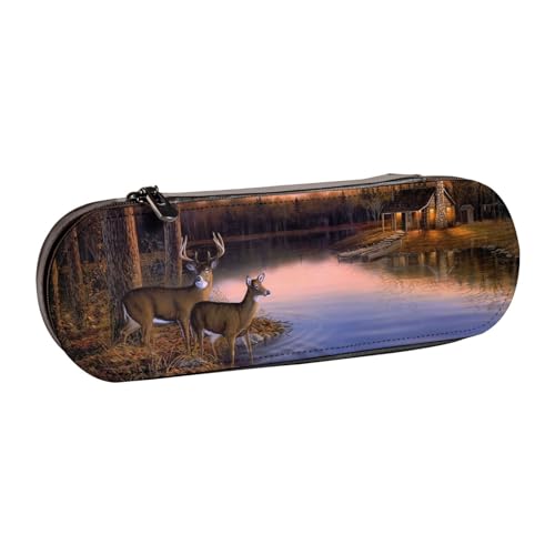 FZGGWYHL Federmäppchen aus Leder mit Wildtier-Motiv, bedruckt, tragbar, Schreibwaren-Tasche, Aufbewahrungstasche von FZGGWYHL