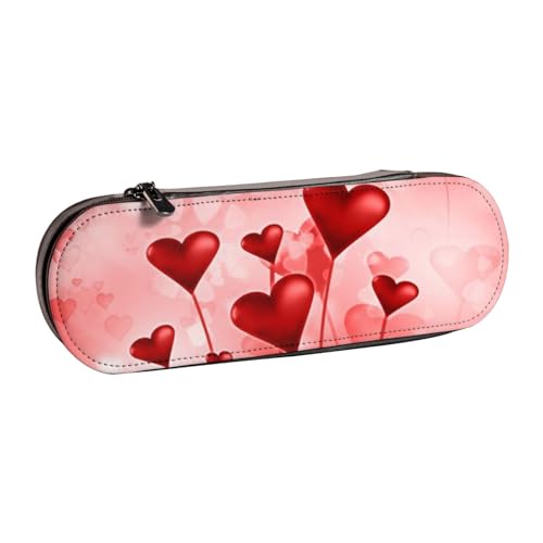 FZGGWYHL Federmäppchen aus Leder mit abstraktem Herzmuster, tragbare Schreibwaren-Tasche, Aufbewahrungstasche von FZGGWYHL