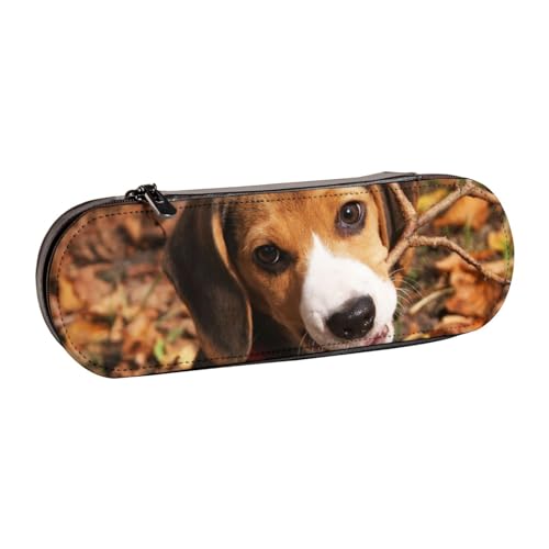 FZGGWYHL Federmäppchen aus Leder mit niedlichem Beagle-Motiv, tragbare Schreibwaren-Tasche, Aufbewahrungstasche von FZGGWYHL