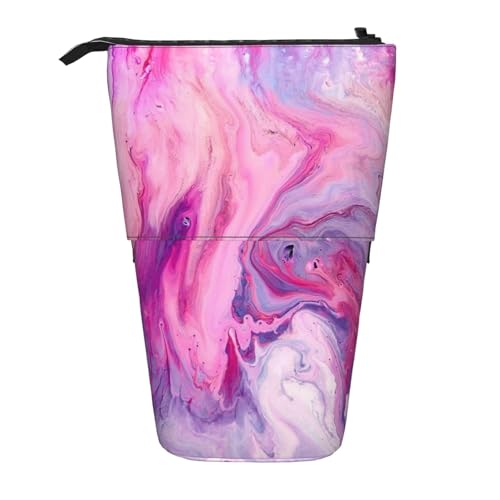 FZGGWYHL Federmäppchen mit Teleskop-Aufstellfunktion und buntem Marmor-Motiv, Violett von FZGGWYHL