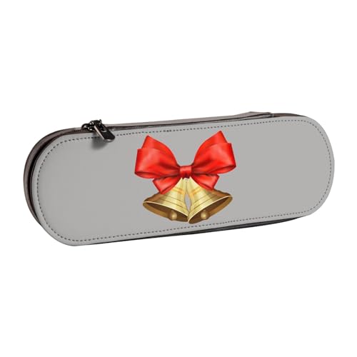 FZGGWYHL Federmäppchen mit Weihnachtsglocken, bedrucktes Leder, tragbare Schreibwaren-Tasche, Aufbewahrungstasche von FZGGWYHL