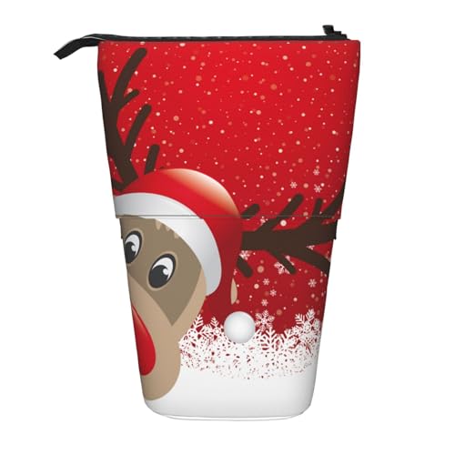 FZGGWYHL Federmäppchen mit niedlichem Cartoon-Elch, bedruckt, Teleskop, stehend, erweiterbar von FZGGWYHL