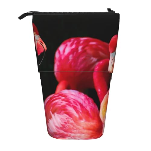 FZGGWYHL Flamingos auf schwarzem Hintergrund, bedrucktes Teleskop-Federmäppchen, stehend, erweiterbar FZGGWYHL Flamingos auf schwarzem Hintergrund, bedrucktes Teleskop-Federmäppchen, stehend, erweiterbar von FZGGWYHL