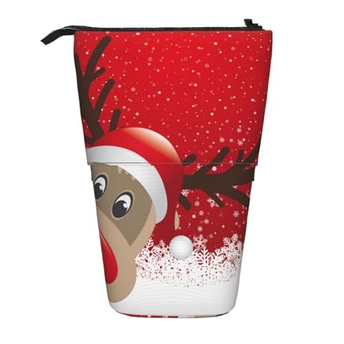 FZGGWYHL Frohe Weihnachten Niedliche Cartoon Elch Gedruckt Bleistift Teleskop Tragbare Schreibwaren Tasche Aufbewahrungstasche von FZGGWYHL