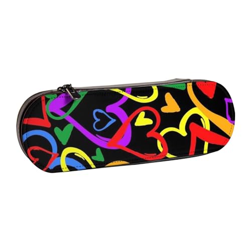 FZGGWYHL Gay Pride Federmäppchen aus Leder mit Regenbogen-Druck, tragbare Schreibwaren-Tasche, Aufbewahrungstasche von FZGGWYHL
