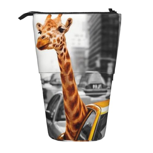 FZGGWYHL Giraffe in New York bedruckte Bleistift-Teleskop-Tasche, tragbare Schreibwaren-Tasche, Aufbewahrungstasche von FZGGWYHL