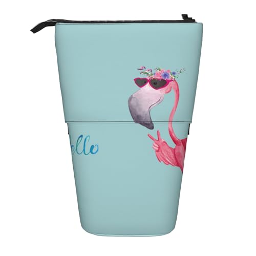 FZGGWYHL Hello Glasses Flamingo bedrucktes Federmäppchen, Teleskop, stehend, erweiterbar von FZGGWYHL