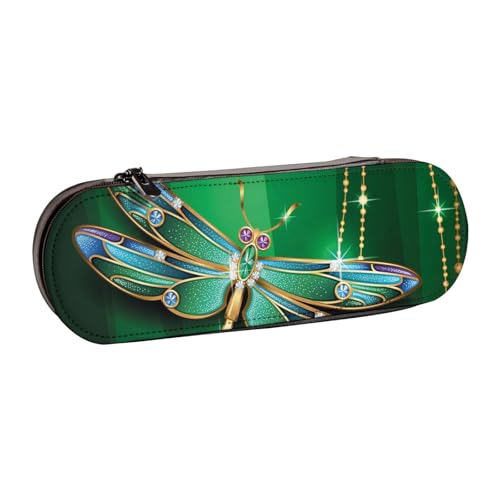 FZGGWYHL Jewel Federmäppchen aus Leder mit Libellen-Motiv, tragbare Schreibwaren-Tasche, Aufbewahrungstasche von FZGGWYHL