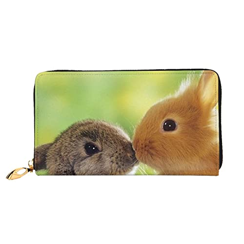 FZGGWYHL Kaninchen Pärchen Bedruckte Leder Geldbörse Tragbar Reise Organizer Neutral Clutch Bag von FZGGWYHL