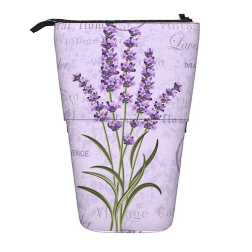 FZGGWYHL Lavender Stamp Printed Pencil Telescopic Standing Expandable Pencil Case von FZGGWYHL