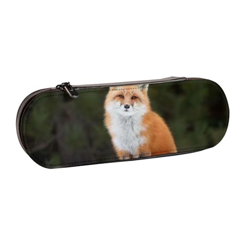 FZGGWYHL Lustiges Federmäppchen aus Leder mit Fuchs-Motiv, tragbare Schreibwaren-Tasche, Aufbewahrungstasche von FZGGWYHL