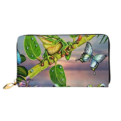 FZGGWYHL Many Frogs Sing on The Branches Summer Butterflies See Water Printed Leather Wallet Portable Travel Organizer Neutral Clutch Bag FZGGWYHL Many Frogs Sing on The Branches Summer Butterflies See Water Printed Leather Wallet Portable Travel Organizer Neutral Clutch Bag von FZGGWYHL