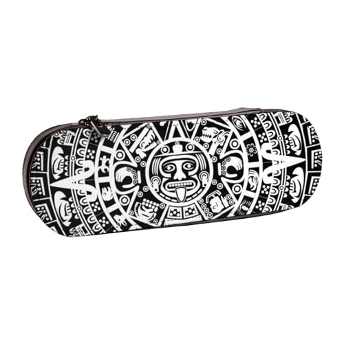 FZGGWYHL Maya-Kalender, bedrucktes Leder-Federmäppchen, tragbare Schreibwaren-Tasche, Aufbewahrungstasche von FZGGWYHL