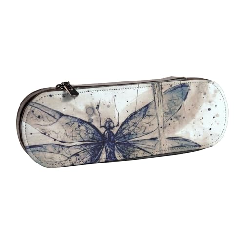 FZGGWYHL Modernes Federmäppchen aus Leder mit Libellen-Motiv, tragbare Schreibwaren-Tasche, Aufbewahrungstasche von FZGGWYHL