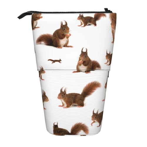 FZGGWYHL Niedliche Eichhörnchen bedruckte Bleistift-Teleskop-tragbare Schreibwaren-Tasche Aufbewahrungstasche von FZGGWYHL