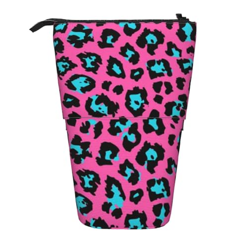 FZGGWYHL Niedlicher türkiser Leopardenmuster Bleistift Teleskop tragbare Schreibwarentasche Aufbewahrungstasche von FZGGWYHL