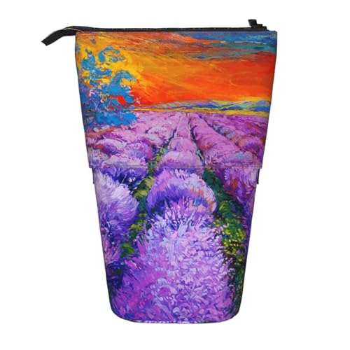 FZGGWYHL Ölgemälde von Lavendel bedruckter Bleistift Teleskopische tragbare Schreibwarentasche Aufbewahrungstasche von FZGGWYHL