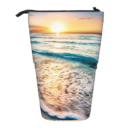 FZGGWYHL Ocean Sunrise bedruckte Teleskop-Aufbewahrungstasche für Schreibwaren von FZGGWYHL