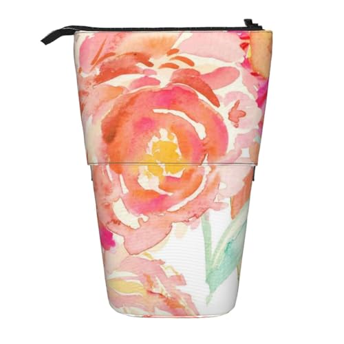 FZGGWYHL Pfirsich-Pfingstrose bedruckter Bleistift-Teleskop, tragbare Schreibwaren-Tasche, Aufbewahrungstasche von FZGGWYHL