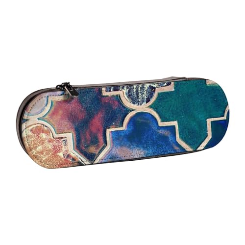 FZGGWYHL Schönes, farbig bedrucktes Leder-Federmäppchen, tragbare Schreibwaren-Tasche, Aufbewahrungstasche von FZGGWYHL