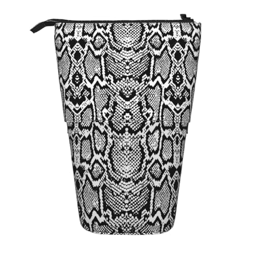 FZGGWYHL Schwarze weiße Schlangenhaut-bedruckte Bleistift-Teleskop-Tasche, tragbare Schreibwaren-Tasche, Aufbewahrungstasche FZGGWYHL Schwarze weiße Schlangenhaut-bedruckte Bleistift-Teleskop-Tasche, tragbare Schreibwaren-Tasche, Aufbewahrungstasche von FZGGWYHL