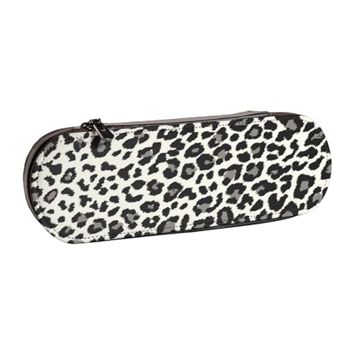 FZGGWYHL Schwarzes Federmäppchen aus Leder mit Leopardenmuster, tragbare Schreibwaren-Tasche, Aufbewahrungstasche von FZGGWYHL