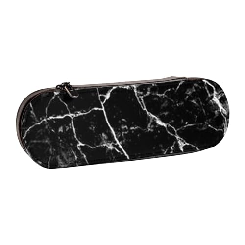 FZGGWYHL Schwarzes Federmäppchen aus Leder mit Marmor-Aufdruck, tragbare Schreibwaren-Tasche, Aufbewahrungstasche von FZGGWYHL