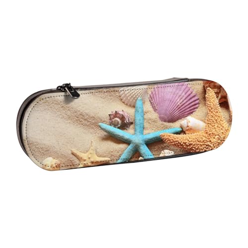 FZGGWYHL Shells on The Beach Federmäppchen, bedruckt, Leder, tragbar, Schreibwaren-Tasche, Aufbewahrungstasche von FZGGWYHL