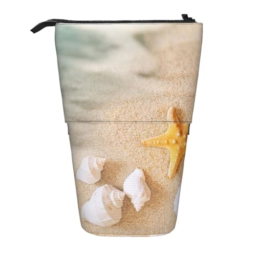 FZGGWYHL Strandmuschel Seestern bedruckte Bleistift-Teleskoptasche tragbare Schreibwarentasche Aufbewahrungstasche von FZGGWYHL