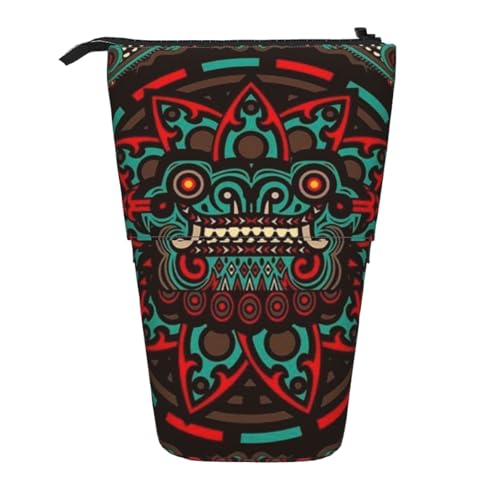 FZGGWYHL Sugar and Skulls Day of The Dead Dragon Totem Printed Pencil Telescopic Portable Stationery Pouch Storage Bag von FZGGWYHL