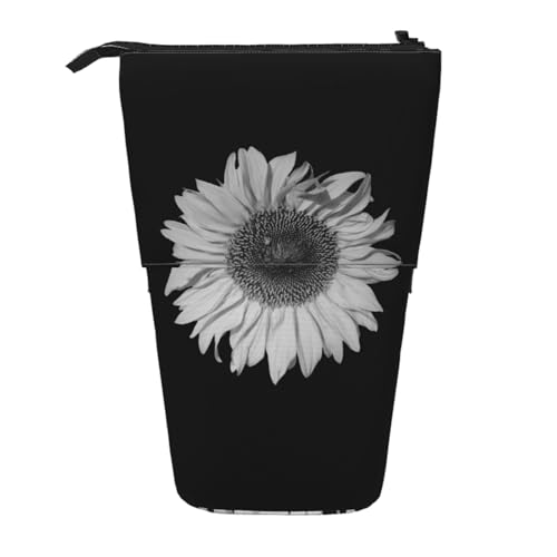 FZGGWYHL Sunflower schwarz bedruckte Bleistift-Teleskoptasche tragbare Schreibwarentasche Aufbewahrungstasche von FZGGWYHL