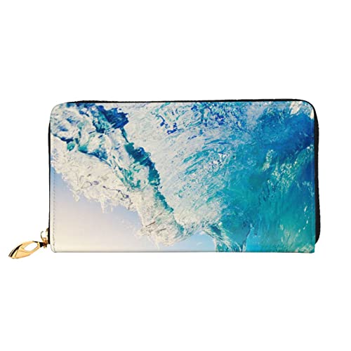 FZGGWYHL Sunset Sea Surfing Seascape Bedruckte Ledergeldbörse Tragbar Reise Organizer Neutral Clutch Bag von FZGGWYHL