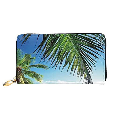 FZGGWYHL Tropische Palme Hawaii Strand bedruckte Leder Geldbörse tragbar Reise Organizer Neutral Clutch Bag von FZGGWYHL
