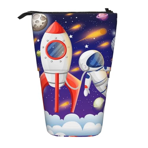 FZGGWYHL Universum Astronaut Rakete Galaxie bedruckter Bleistift Teleskop Tragbare Schreibwarentasche Aufbewahrungstasche von FZGGWYHL